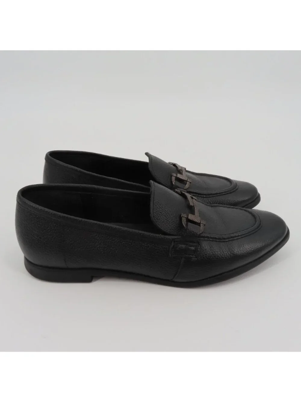 Lasocki Womens 36 EU 6 US Black Leather Metal Equestrian Slip On Loafer Shoes